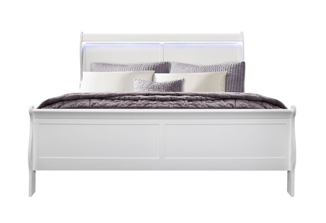Charlie White King Bed With Led | Global - Home Elegance USA