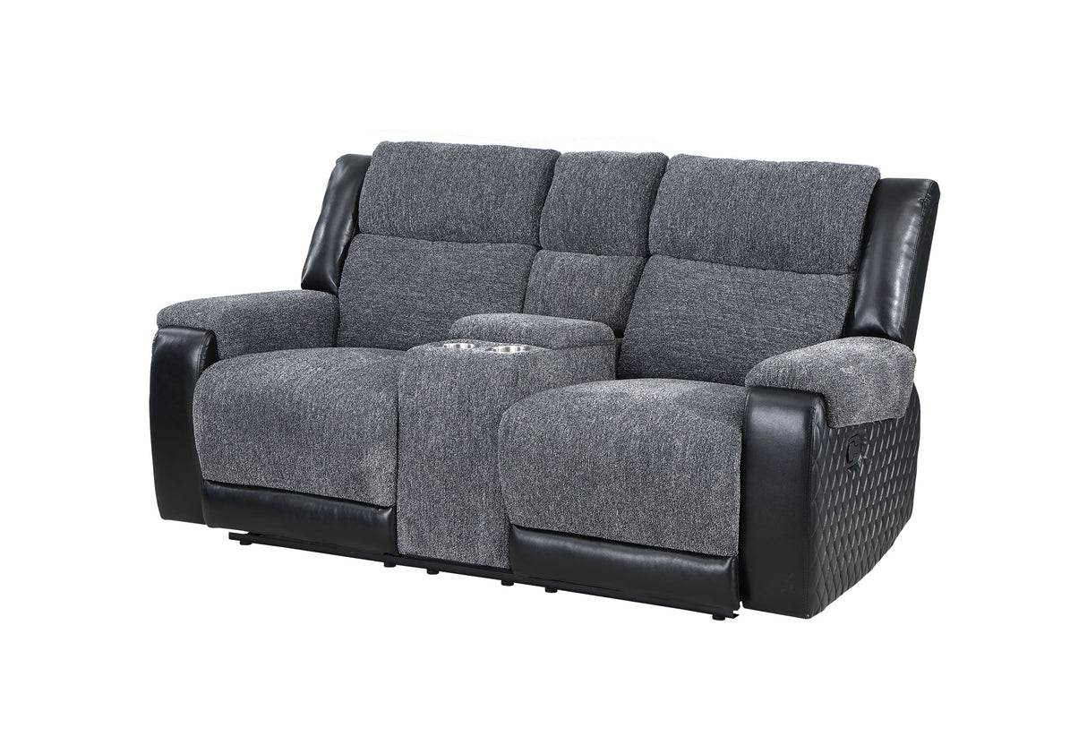 U5914 Grey/Black Console Reclining Loveseat | Global Furniture USA