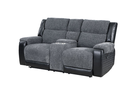U5914 Grey/Black Console Reclining Loveseat | Global Furniture USA