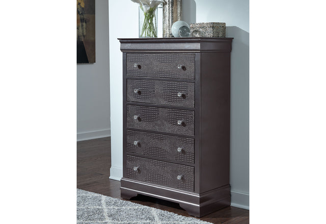 Pompei Metallic Grey Chest | Global - Home Elegance USA