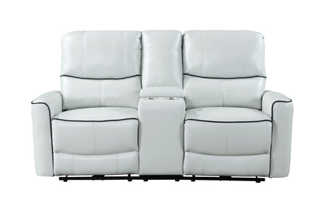 U1790 Light Grey Power Console Reclining Loveseat | Global Furniture USA