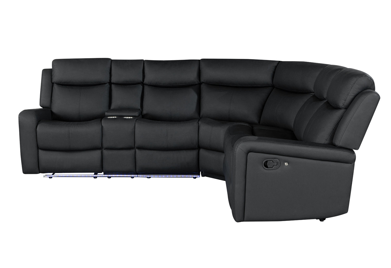 U6024 Black Pu 72 A Sectional With Led And 2 Recliners | Global Furniture USA - Home Elegance USA