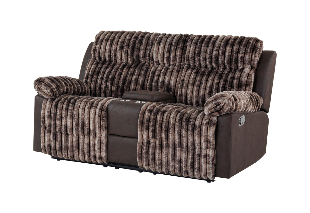 U6028 Brown Console Reclining Loveseat | Global Furniture USA