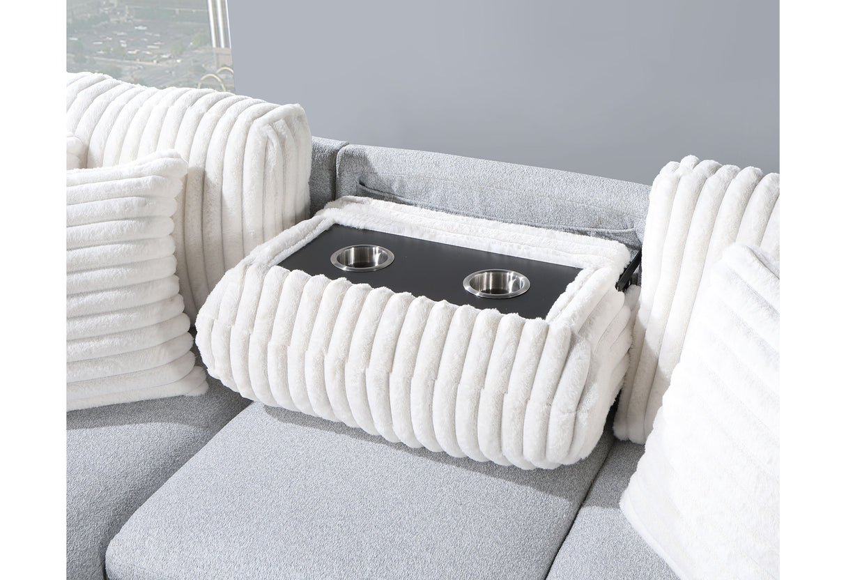 U0204 Light Grey/White Reversible Pull Out Sofa Bed | Global Furniture USA