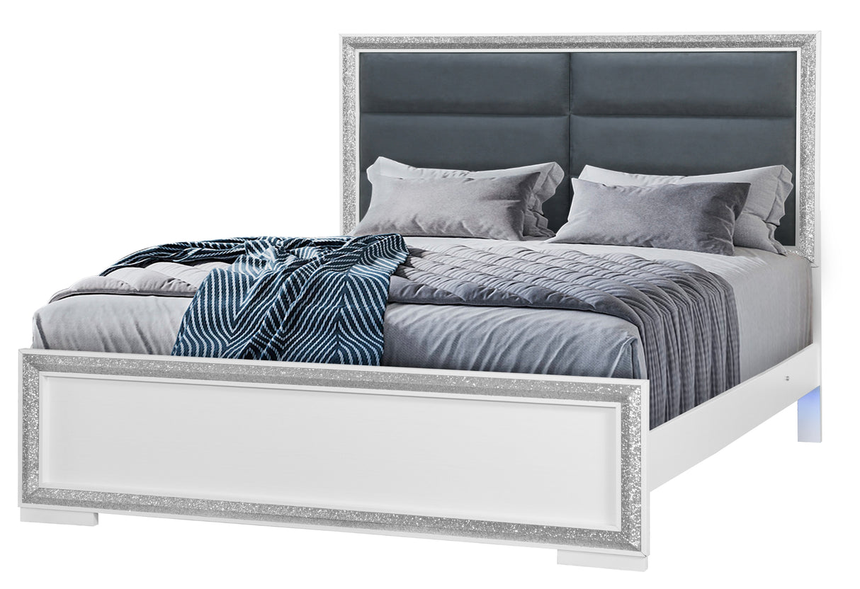 Andros Silver Queen Bed W/Led | Global