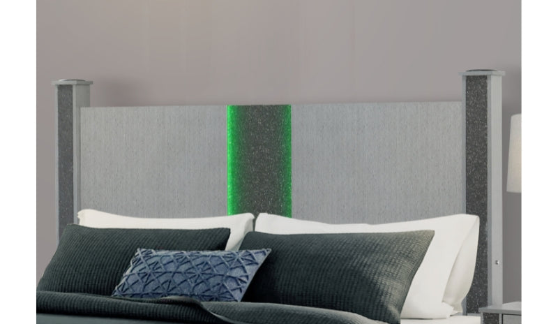 Logan Silver Queen Bed With Led And Speakers | Global - Home Elegance USA