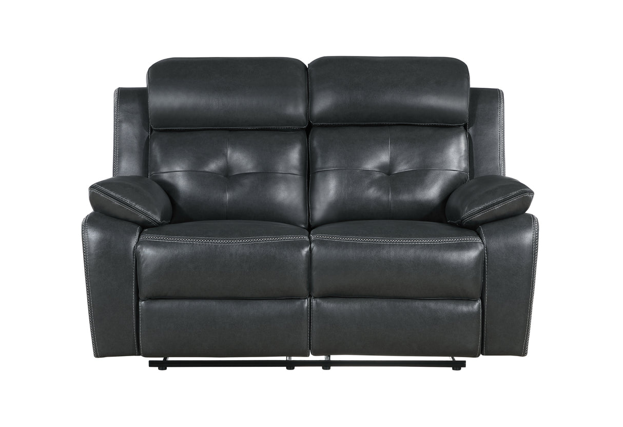 U5050 Grey/Black Welt Reclining Loveseat | Global Furniture USA - Home Elegance USA