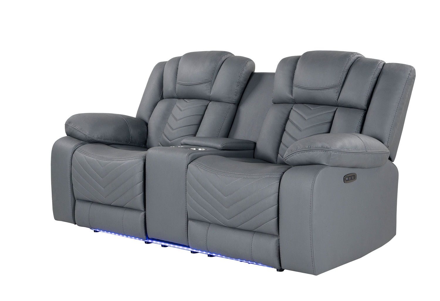 U7068 Grey 10 Power Console Reclining Loveseat With Led | Global Furniture USA