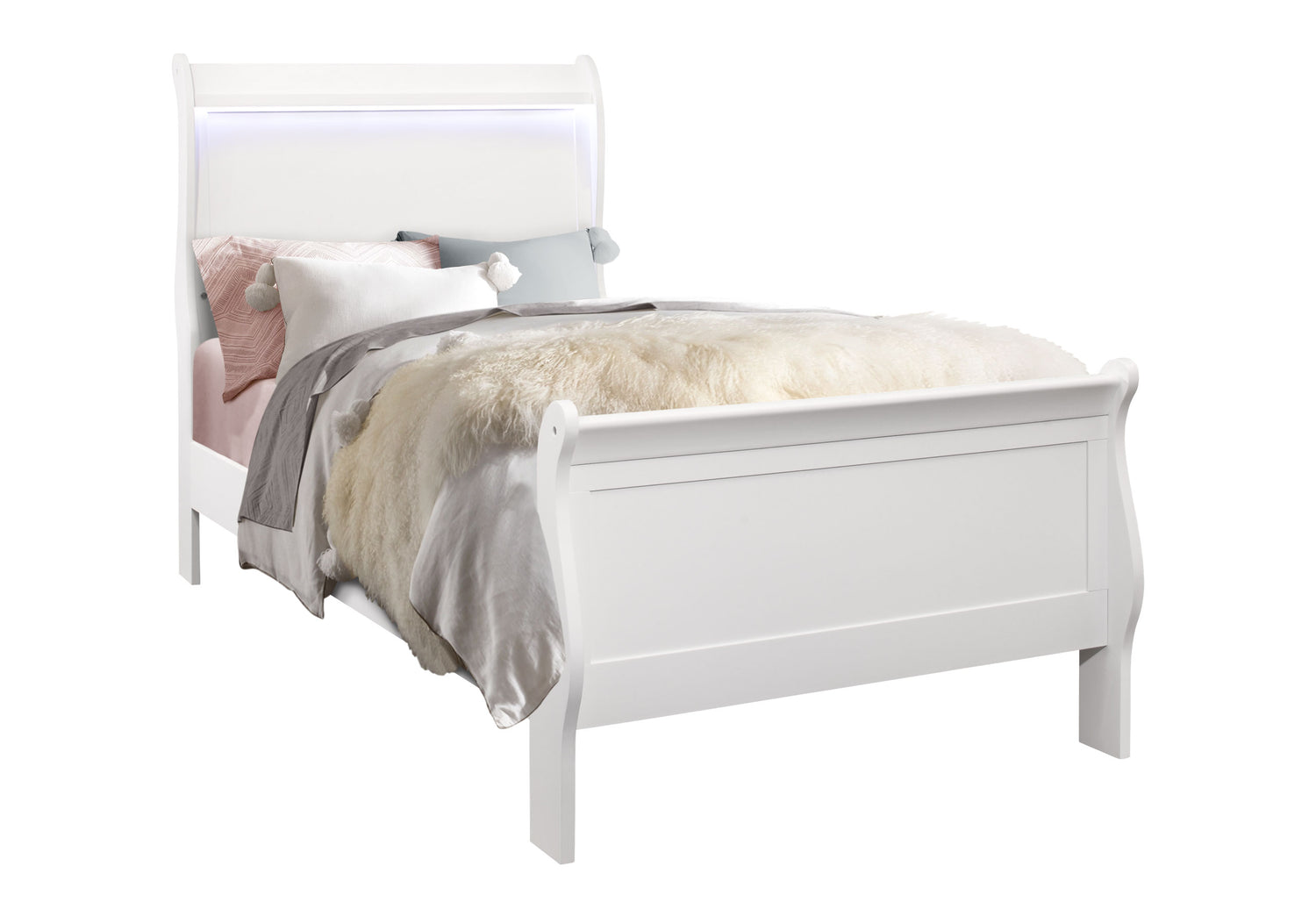 Charlie White Twin Bed | Global - Home Elegance USA