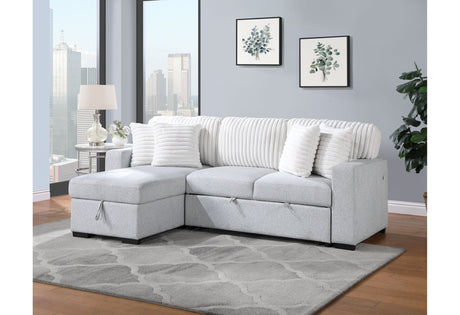 U0204 Light Grey/White Reversible Pull Out Sofa Bed | Global Furniture USA