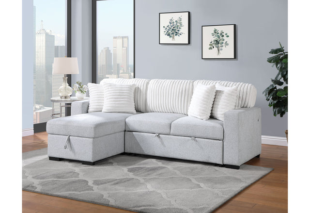 U0204 Light Grey/White Reversible Pull Out Sofa Bed | Global Furniture USA