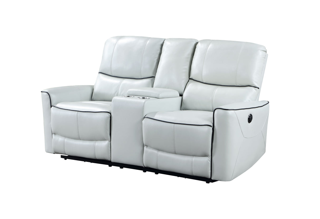 U1790 Light Grey Power Console Reclining Loveseat | Global Furniture USA
