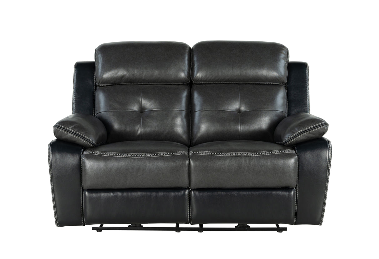 U5050 Blanche Charcoal/Black Power Reclining Loveseat | Global Furniture USA