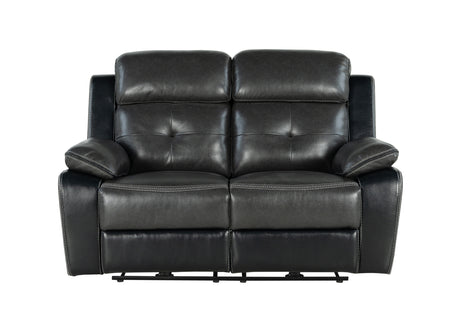 U5050 Blanche Charcoal/Black Power Reclining Loveseat | Global Furniture USA