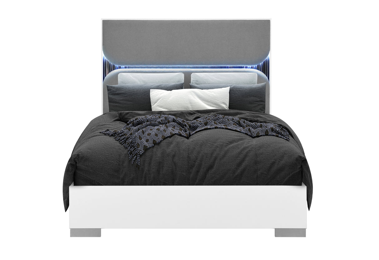 Talia White Queen Bed With Led | Global