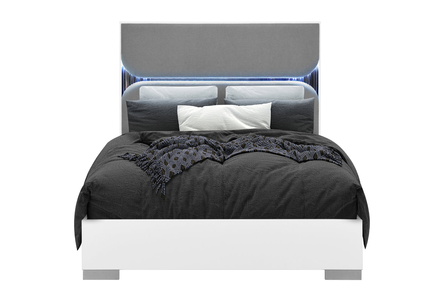 Talia White Queen Bed With Led | Global