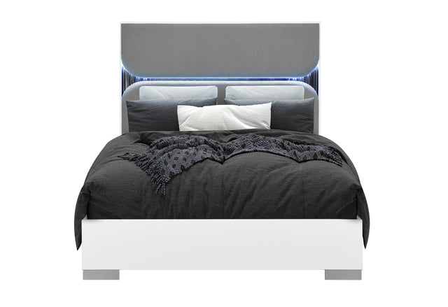 Talia White Queen Bed With Led | Global