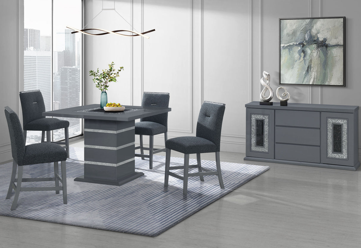 Monaco Dark Grey Bar Table And 4 Monaco Dark Grey Bar Stools - Home Elegance USA