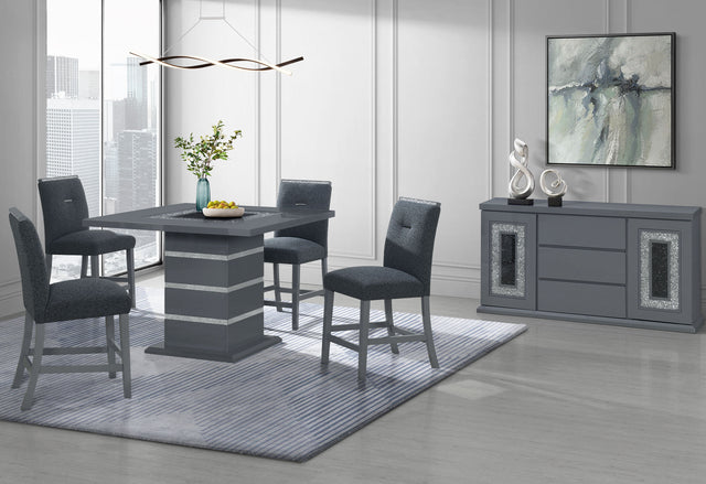 Monaco Dark Grey Bar Table And 4 Monaco Dark Grey Bar Stools - Home Elegance USA