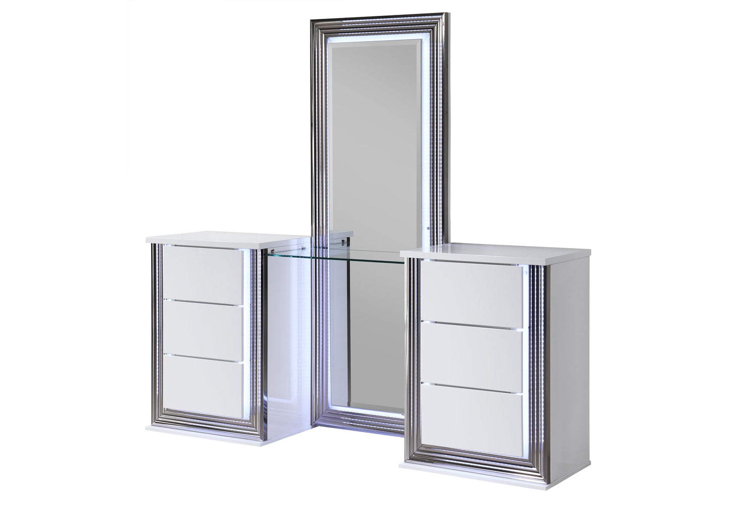 Ylime Smooth White Vanity With Led | Global Furniture USA