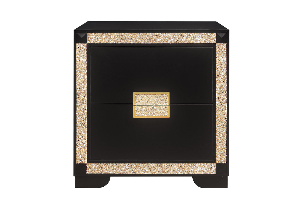 Blake Black/Gold Nightstand | Global Furniture USA - Home Elegance USA