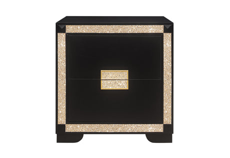 Blake Black/Gold Nightstand | Global Furniture USA - Home Elegance USA