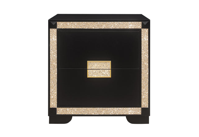 Blake Black/Gold Nightstand | Global Furniture USA - Home Elegance USA