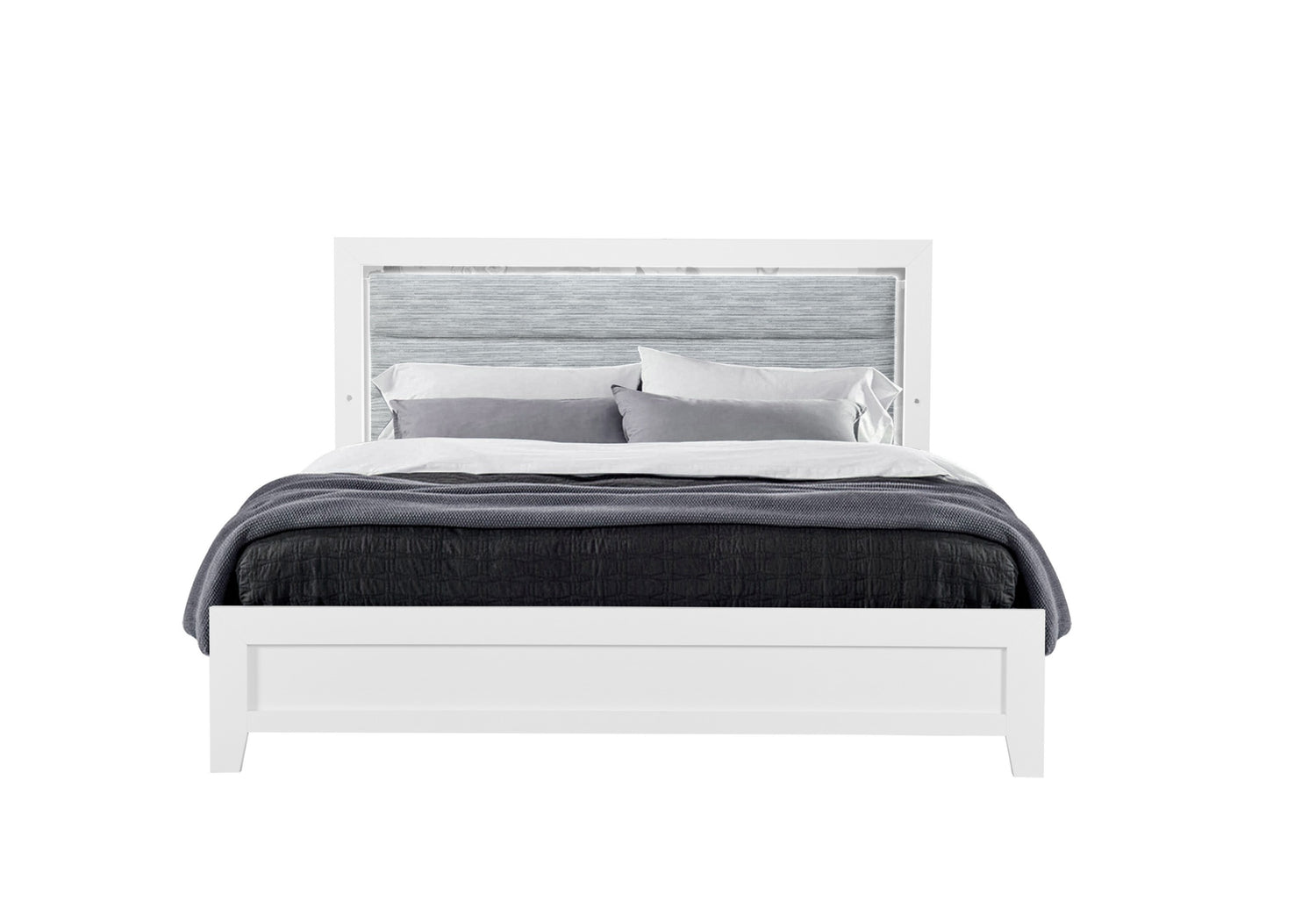 Luccia White Queen Bed With Led | Global - Home Elegance USA