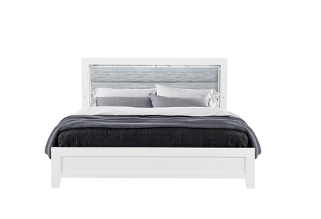 Luccia White Queen Bed With Led | Global - Home Elegance USA