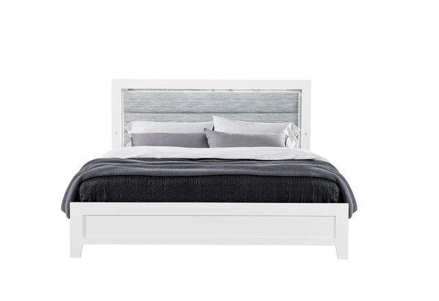 Luccia White Queen Bed With Led | Global - Home Elegance USA