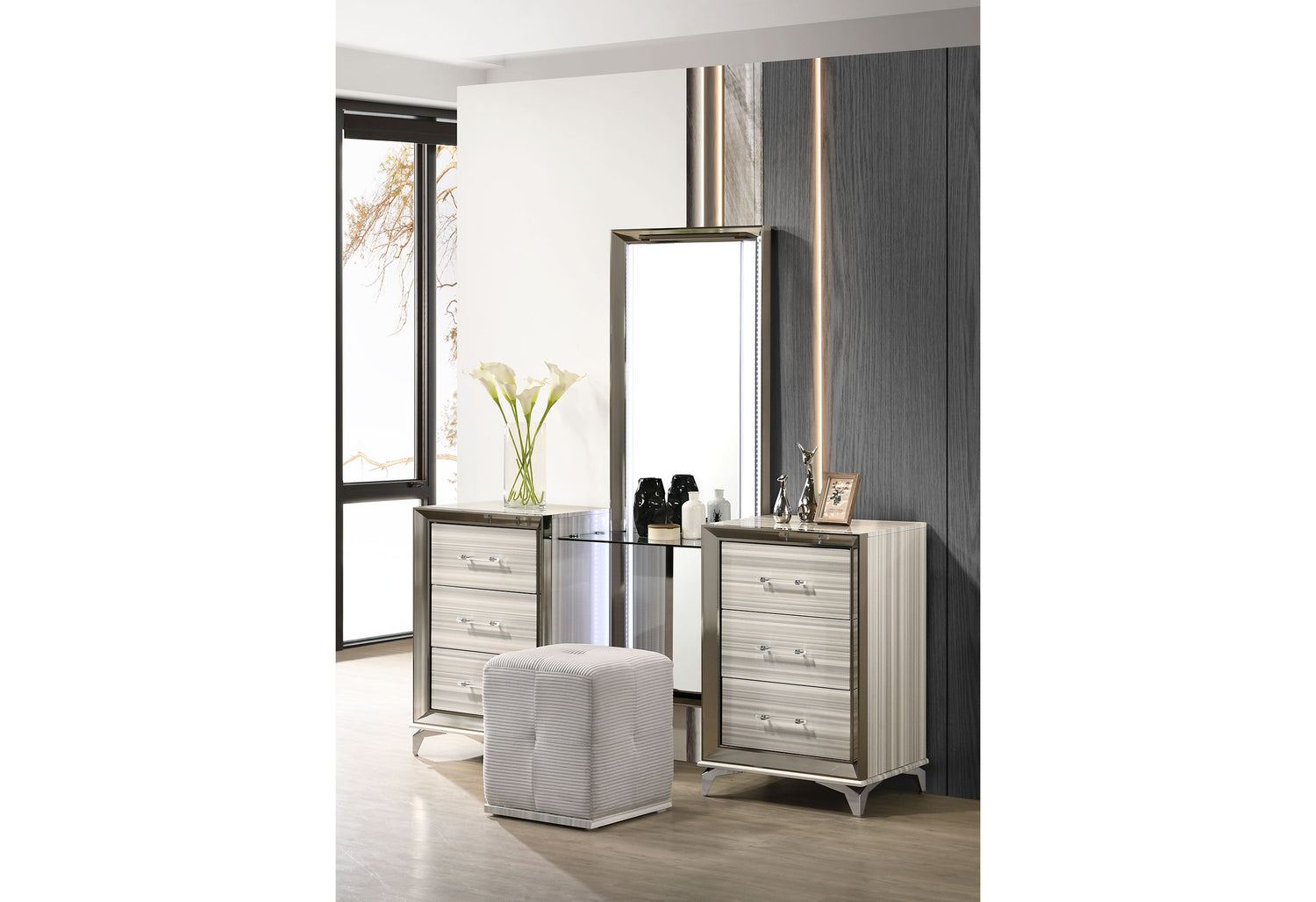 Zambrano White Vanity Set | Global Furniture USA