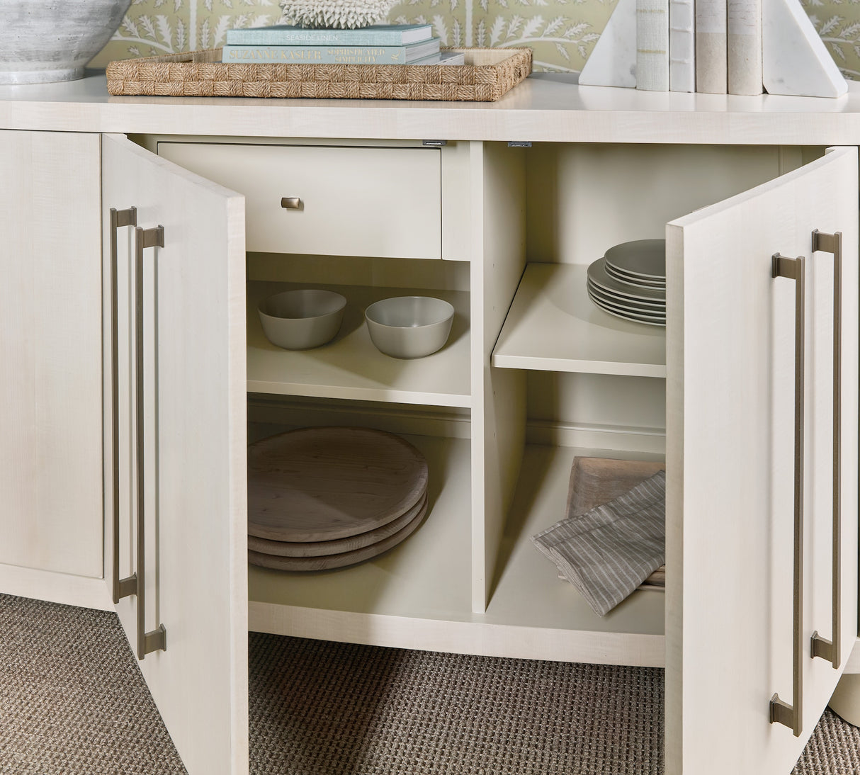 Silverware tray drawer and doors – Melange Bar None Credenza