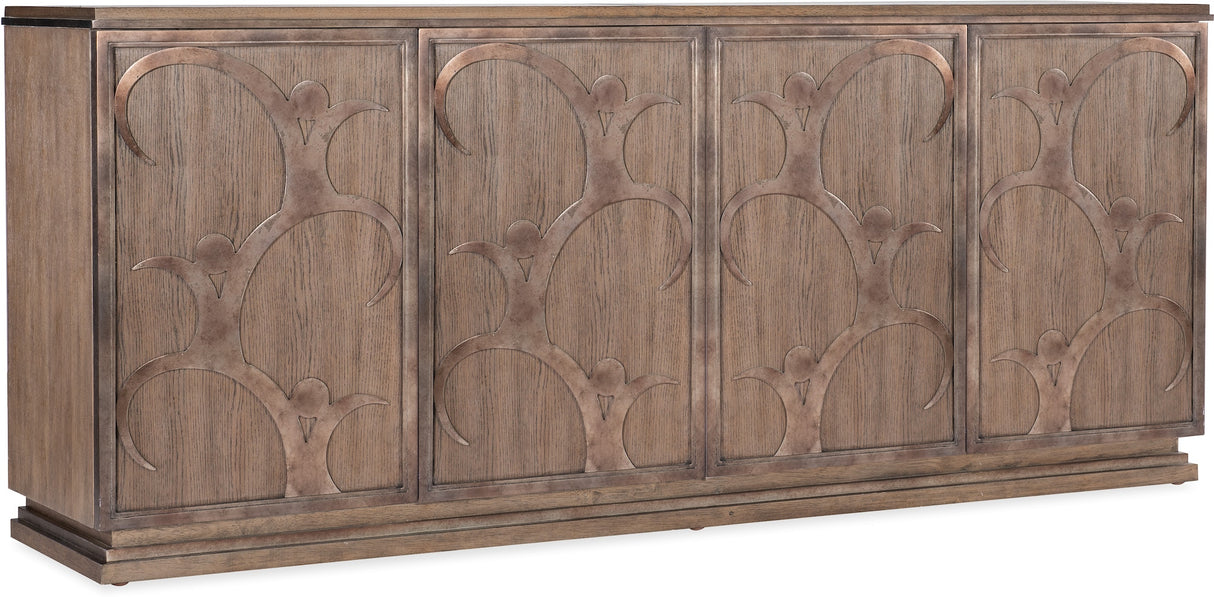 Melange Dancer Credenza by Hooker Furniture with marble top – angle view