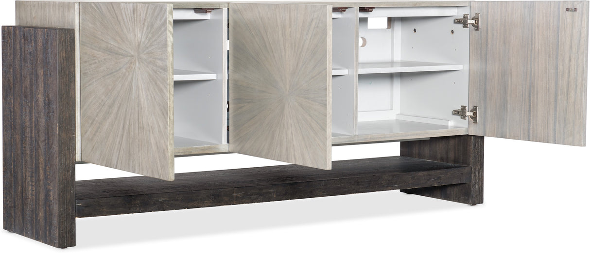 Interior storage shelves with soft-close doors – Melange Ground Perspective Credenza