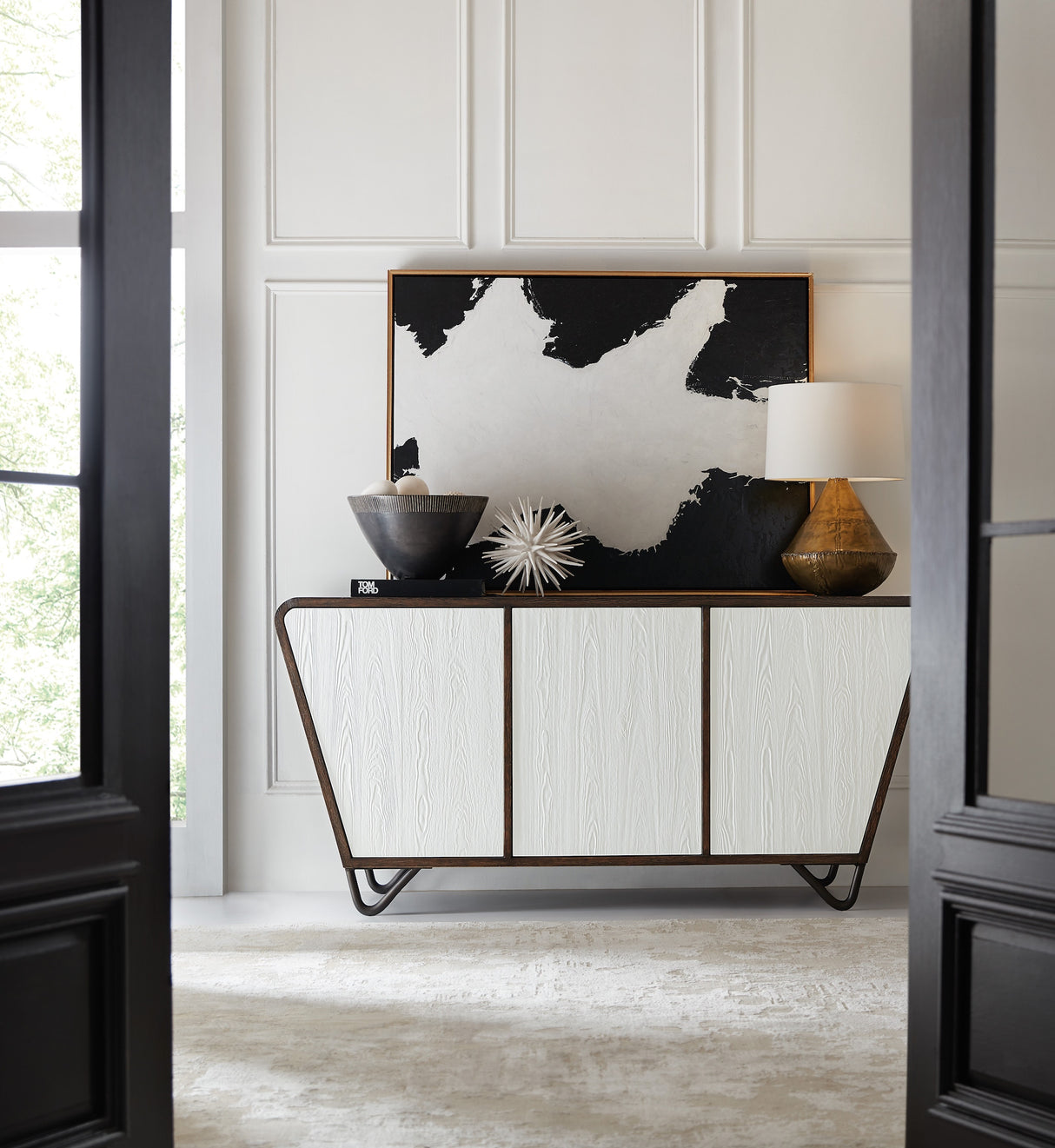 Terra Credenza styled in a modern living room space