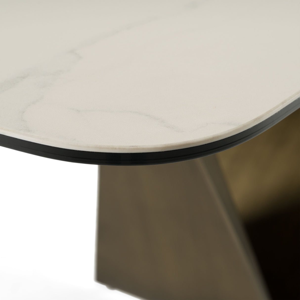 Vig Furniture Modrest Melanie - Modern White Ceramic & Brushed Brown Dining Table - top view