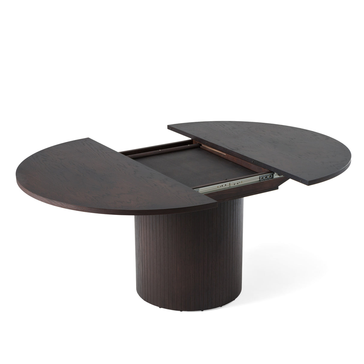 Miami - Modern Brown Round Dining Table with Extension - View Image 1