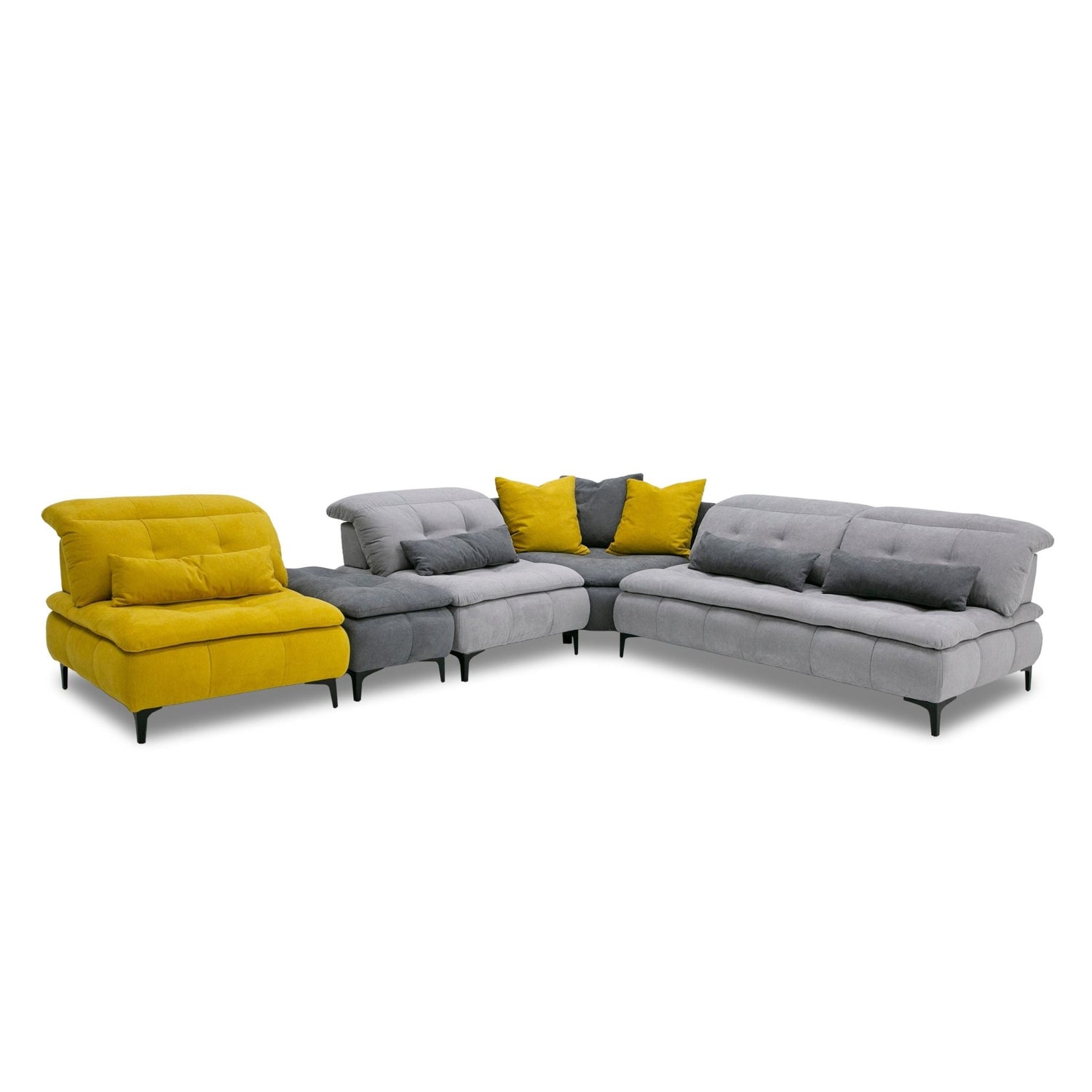 David Ferrari Mikado - Italian Modern Grey + Yellow Fabric Modular Sectional Sofa | Home Elegance USA
