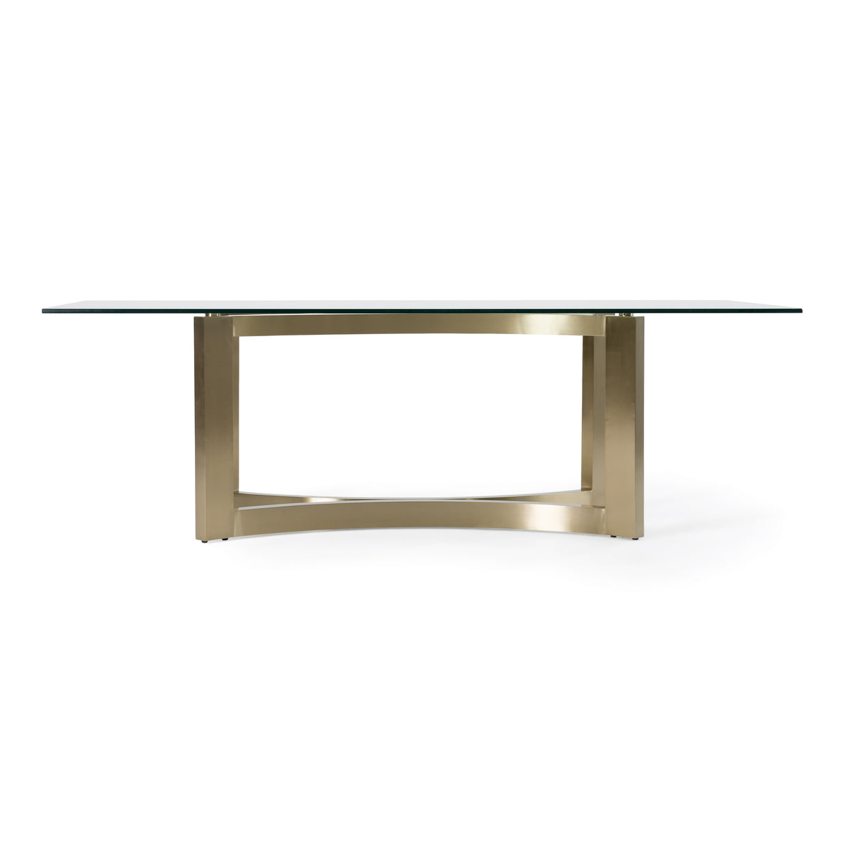 Mingus - Modern Glass + Brushed Brass Rectangualr Dining Table - View Image 1