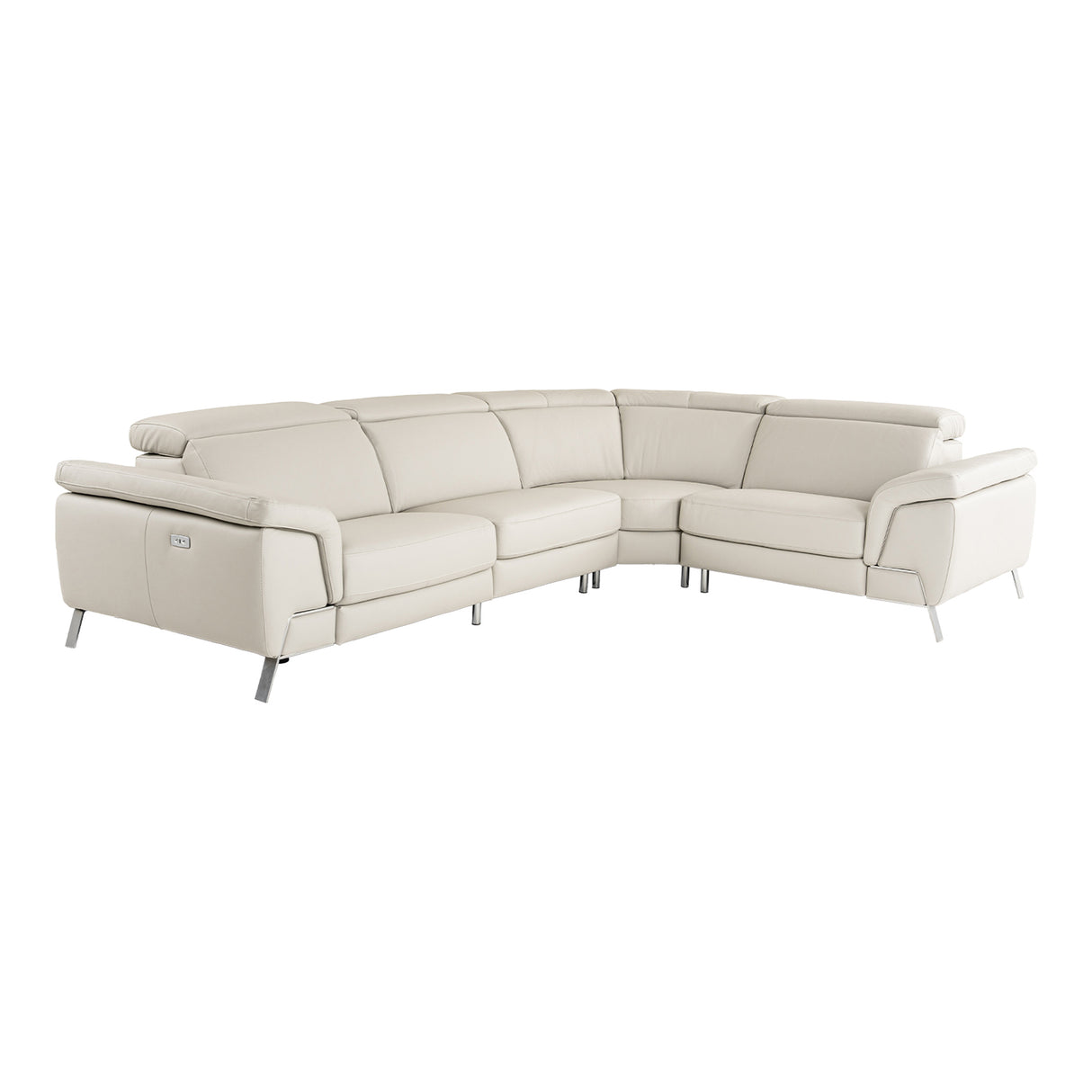 Mini Wonder - Italian Modern Grey Leather Sectional Sofa with Left Facing Recliner - View Image 1