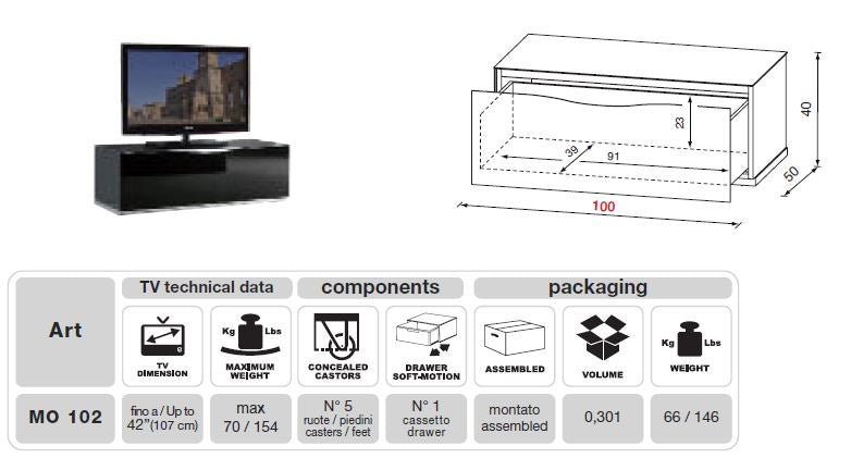 MO-USA2 Modena Grey TV Entertainment System Made In Italy - View Image 1