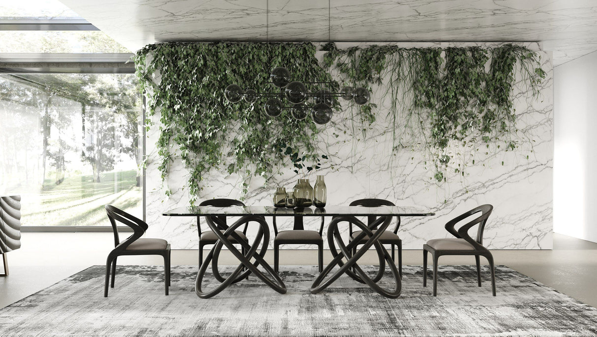 Modrest Mason Modern Glass & Black Ash Dining Table