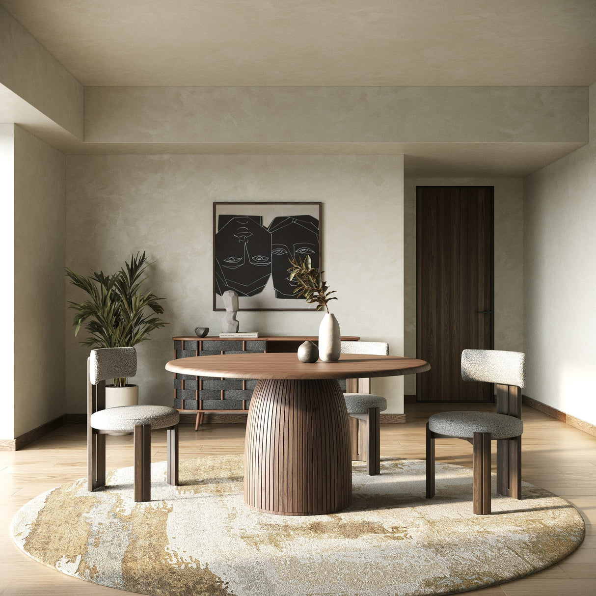 Modrest Sheridan - Mid-Century Modern Walnut Round Dining Table