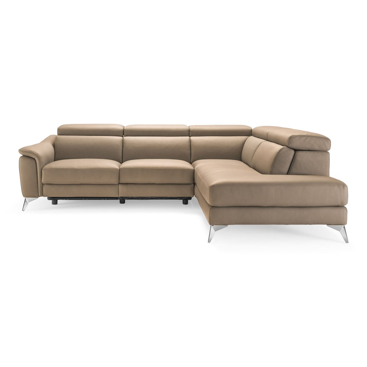 Lamod Italia Monte Carlo - Italian Modern Cappuccino Leather Right Facing Sectional Sofa