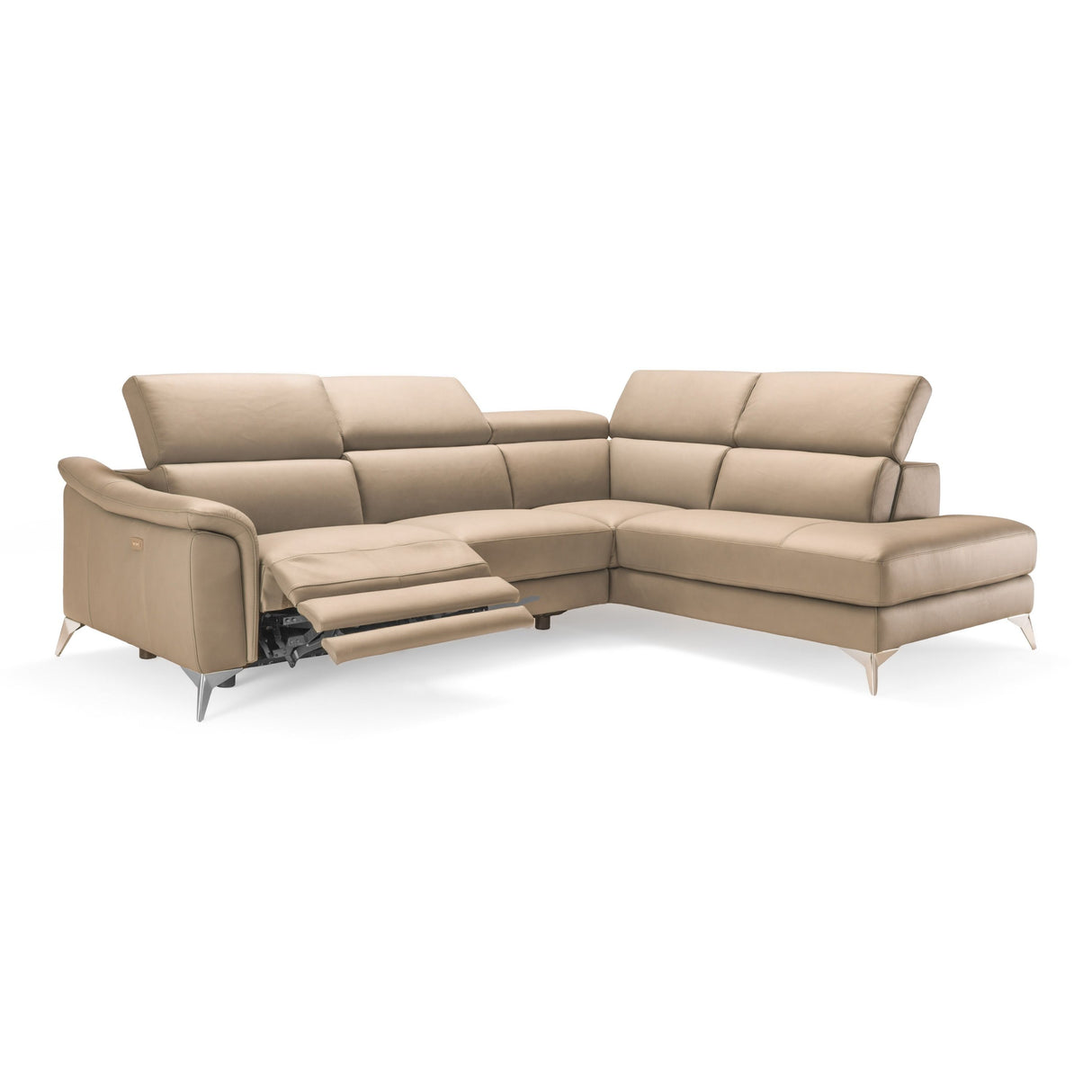 Lamod Italia Monte Carlo - Italian Modern Cappuccino Leather Right Facing Sectional Sofa