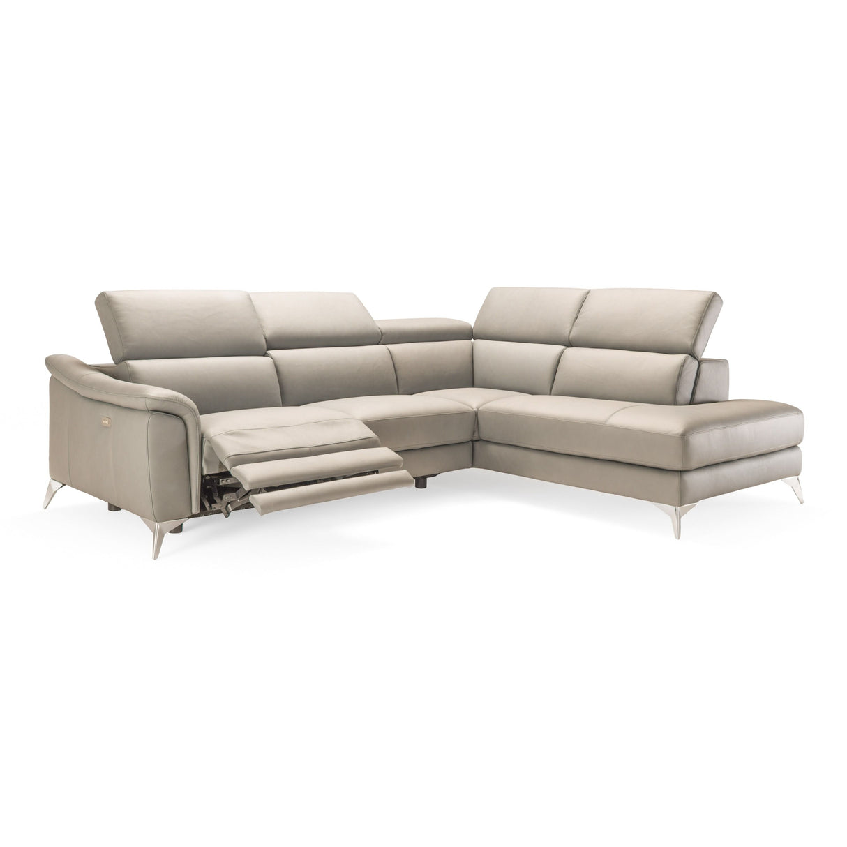 Italian Modern Grey Leather LAF Sectional Sofa | VIG