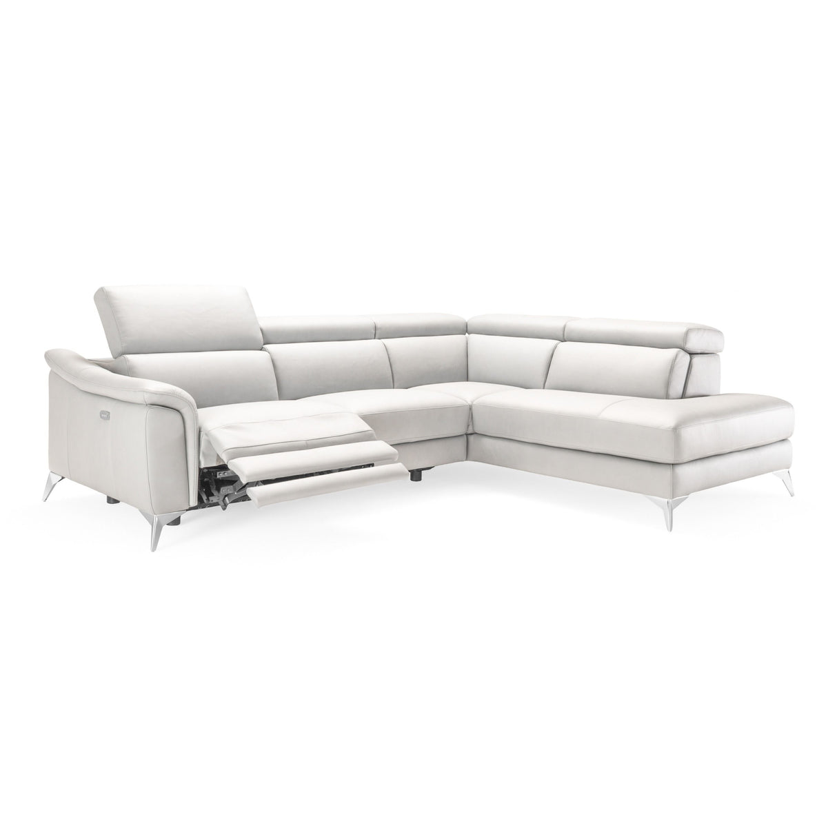 Lamod Italia Monte Carlo - Italian Modern White Leather Right Facing Sectional Sofa