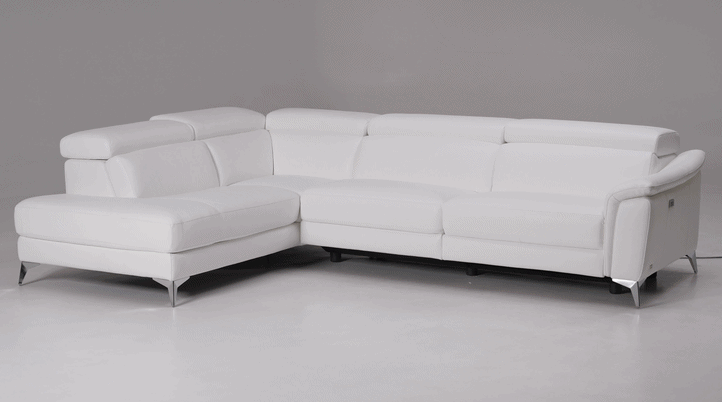 Lamod Italian Monte Carlo Modern White Leather Left Facing Sectional | VIG