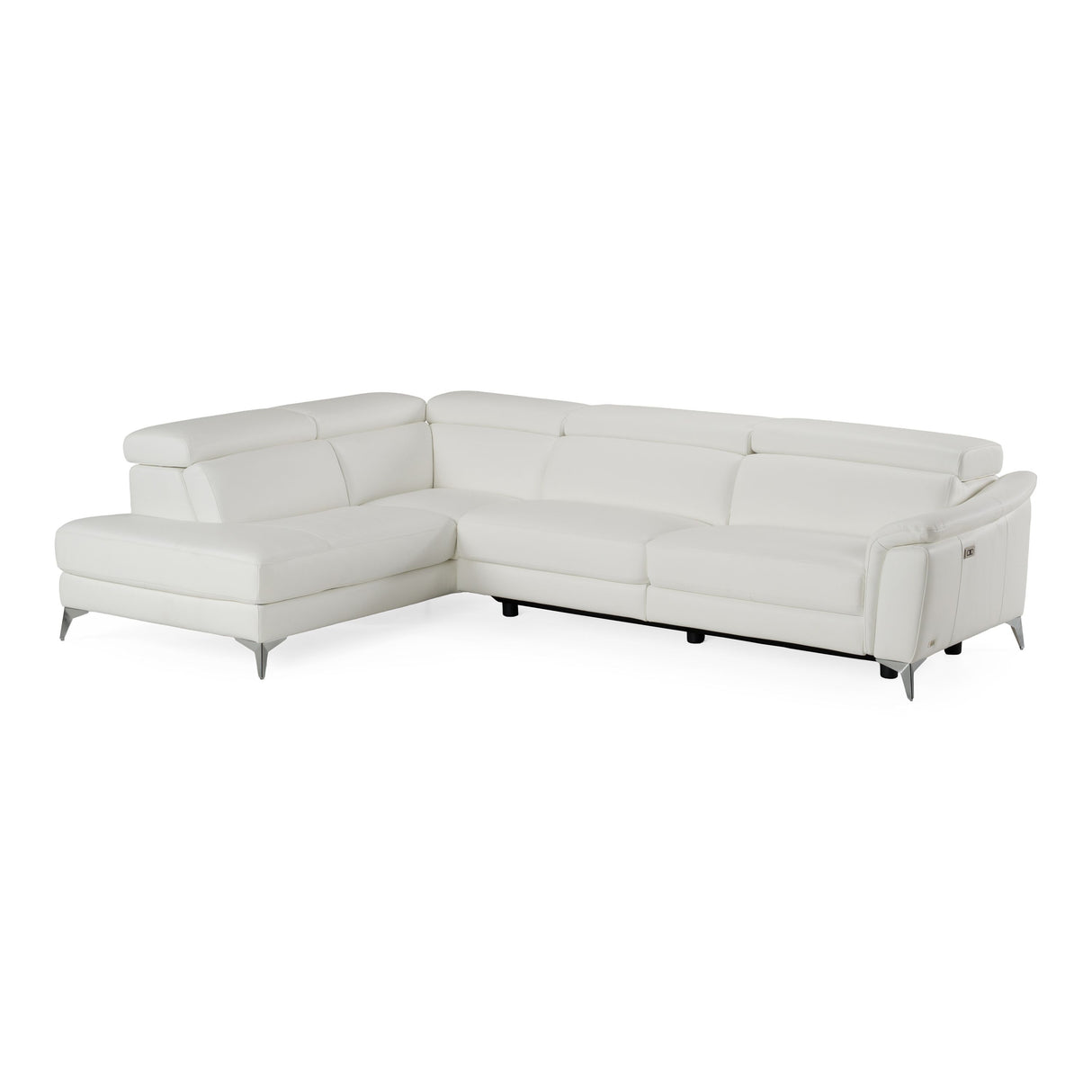 Lamod Italian Monte Carlo Modern White Leather Left Facing Sectional | VIG