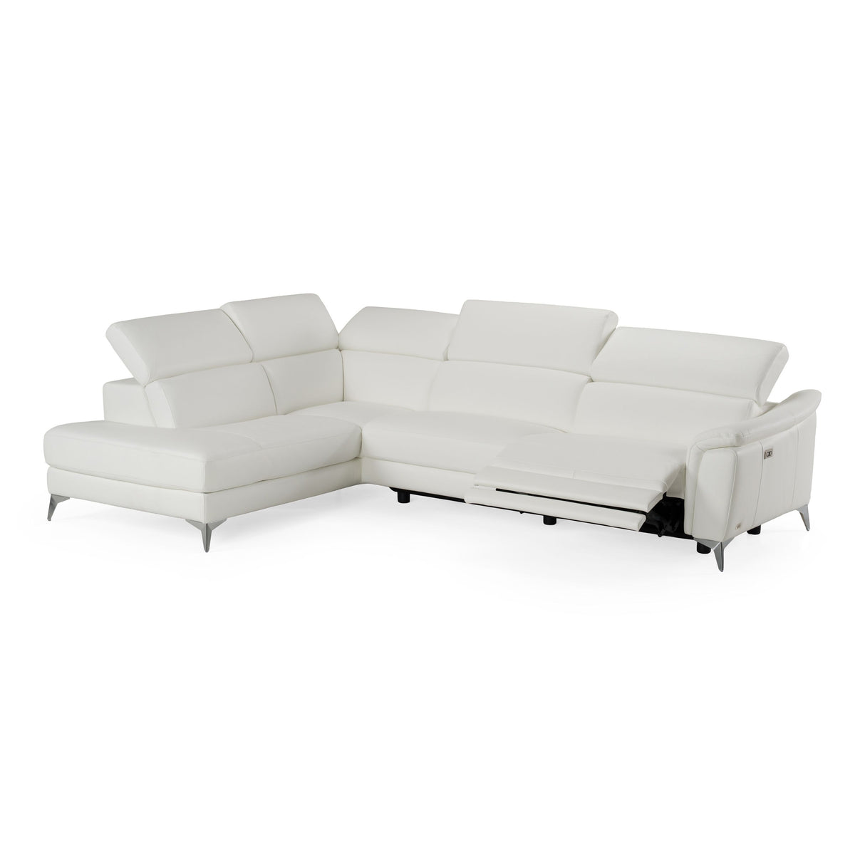 Lamod Italian Monte Carlo Modern White Leather Left Facing Sectional | VIG